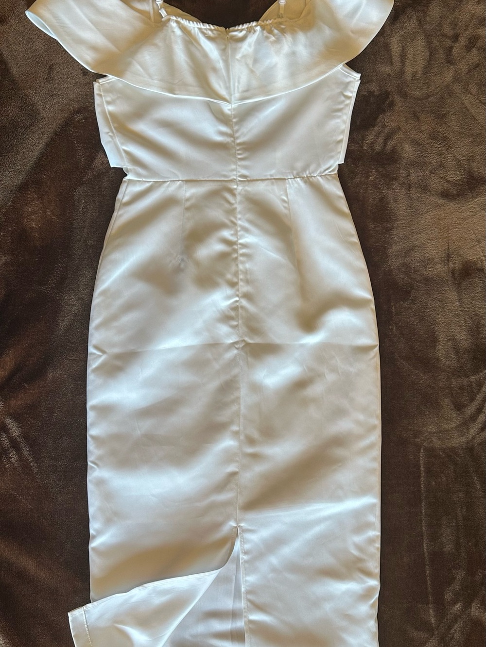SHEIN White One-Shoulder Ruffle Midi Dress